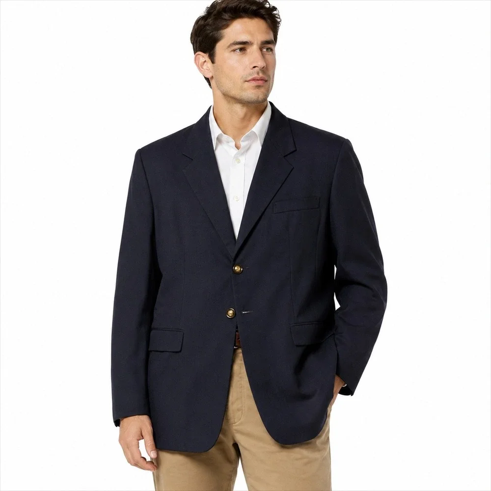 Georges Garat Blazer Mens L Navy Blue French Designer Two Button Suit Jacket
